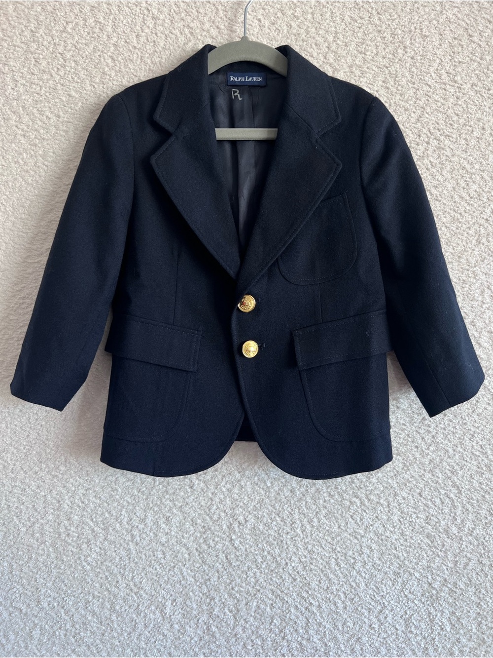 Ralph Lauren Vintage Toddler Navy Blazer Jacket 100% Worsted Wool Made in USA 3T